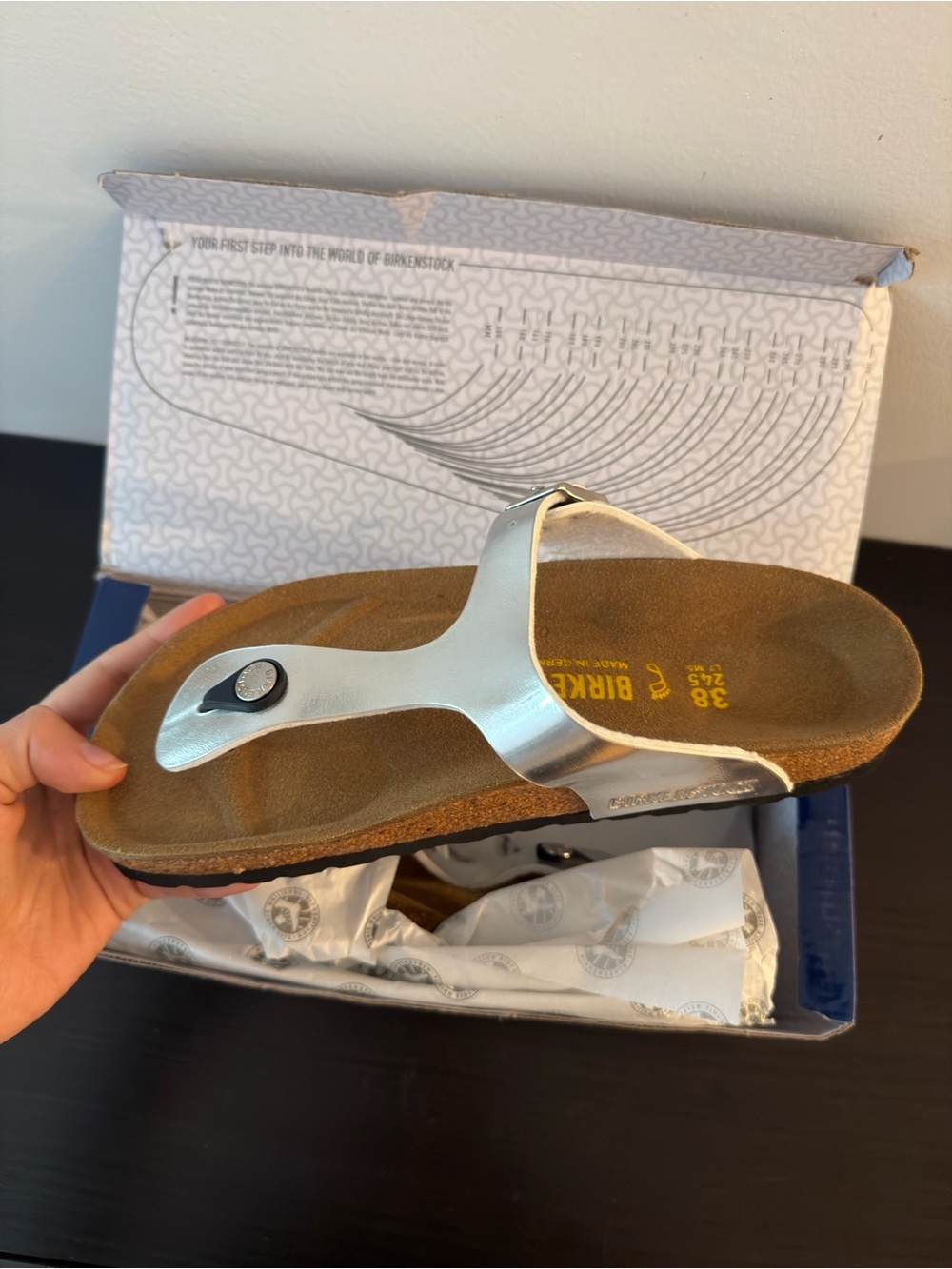 Silver Birkenstock - US7/EU 38